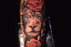 Lion with roses